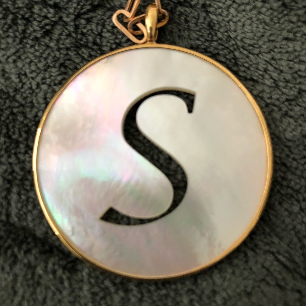 Ippolita “S” 18 Kt. Gold & Mother of Pearl Lolipop Pendant.